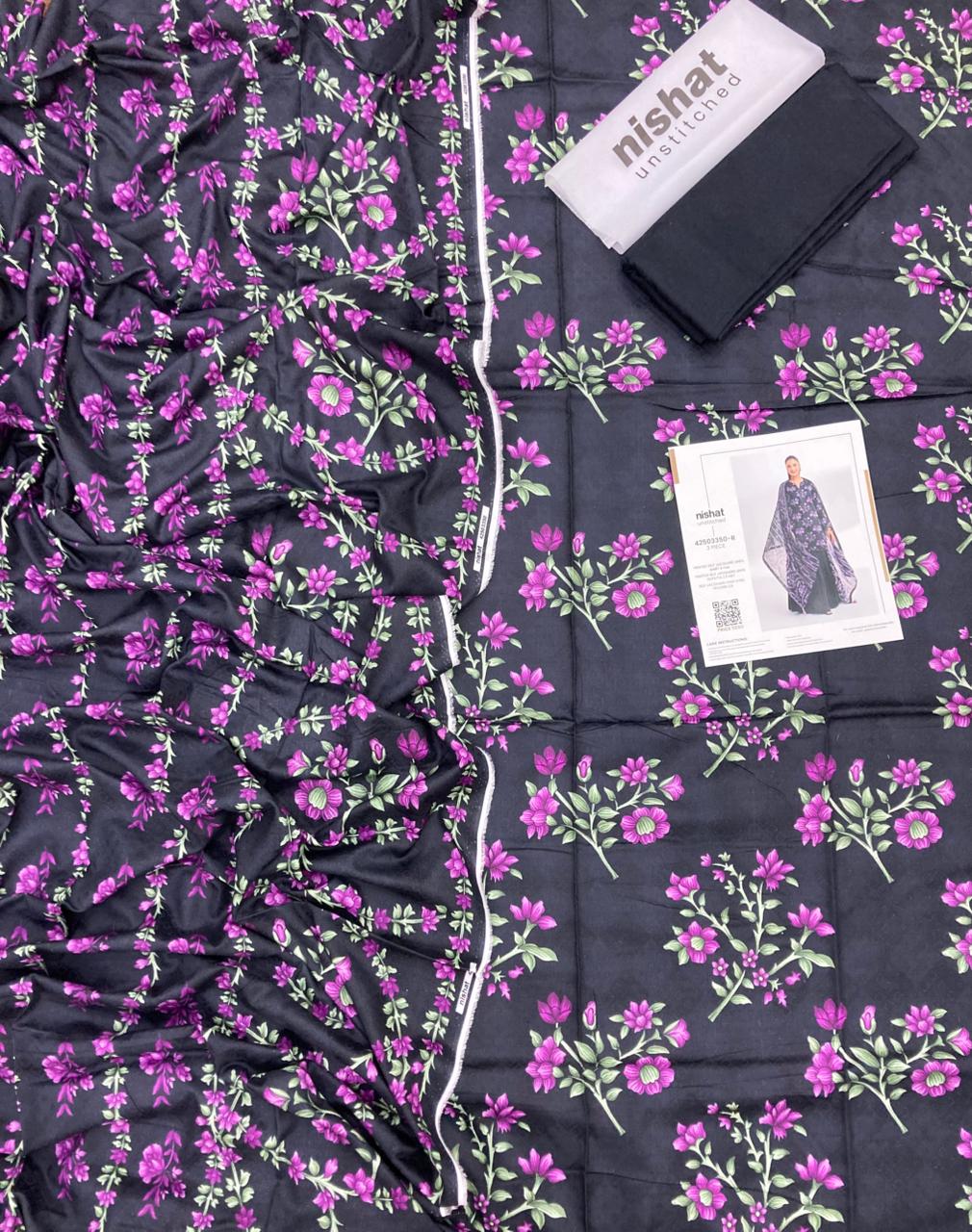 Nishat Unstitched Winter Collection 3pc - Printed Self Jacquard Linen