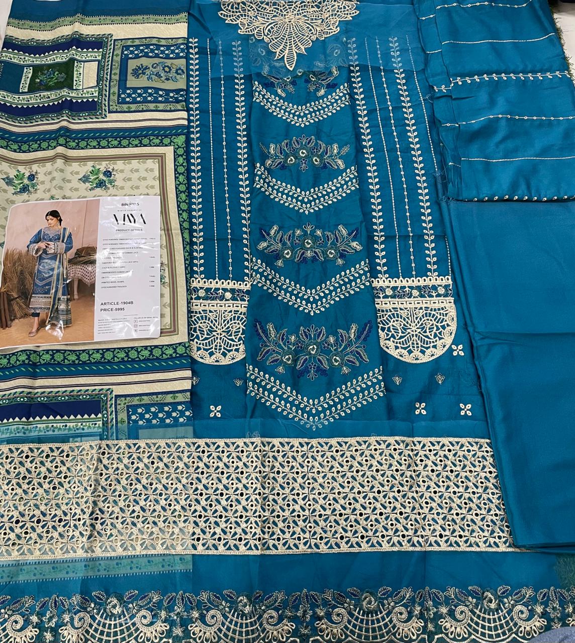 MAYA BIN ILYAS Karandi Embroidered 3PC -