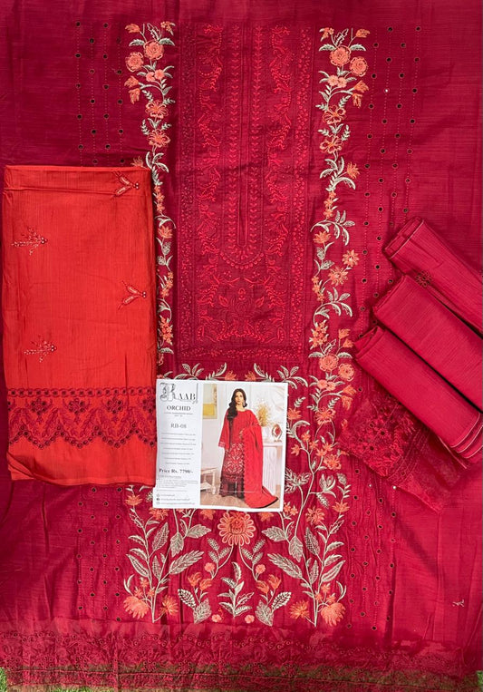 RAABI ORCHID Karandi Embroidered 3PC - 3 Designs