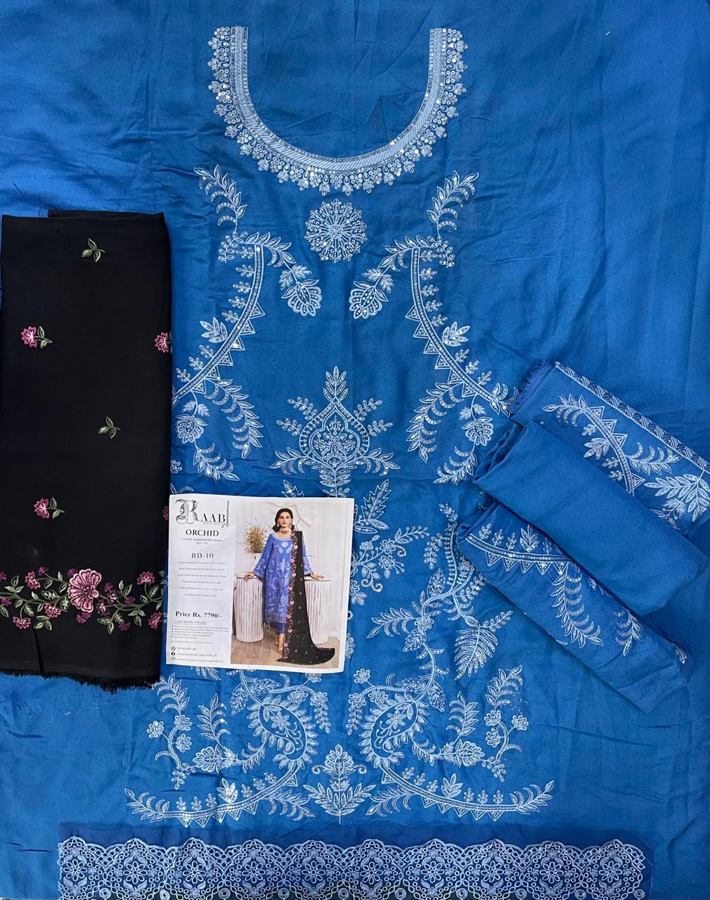 RAABI ORCHID Karandi Embroidered 3PC - 3 Designs