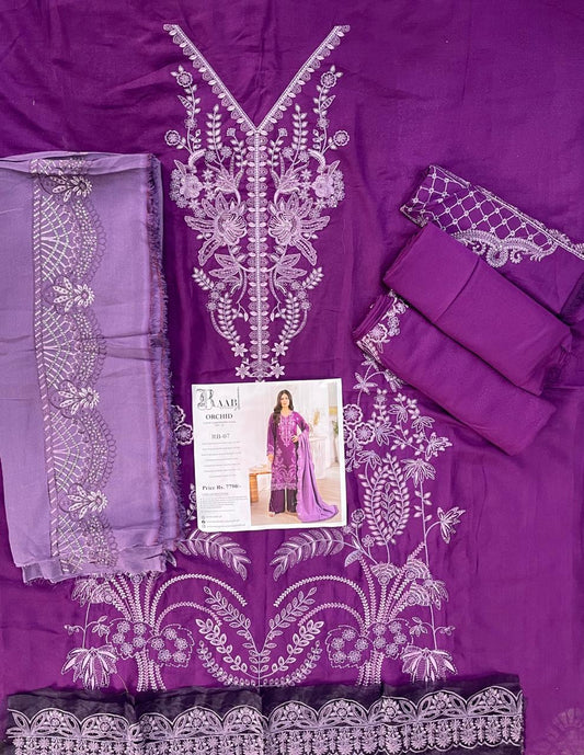 RAABI ORCHID Karandi Embroidered 3PC - 3 Designs