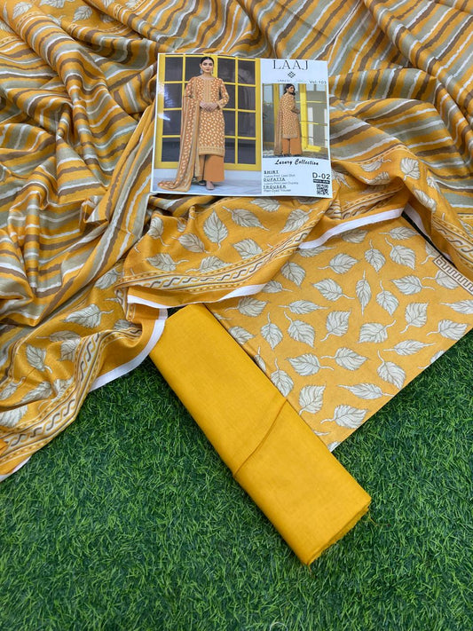 Laaj Lawn 3-Piece Vol-103 - Luxury Printed Collection