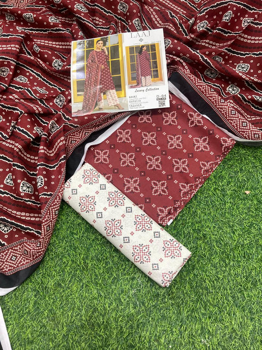 Laaj Lawn 3-Piece Vol-103 - Luxury Printed Collection