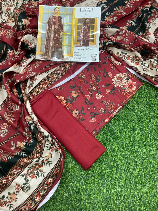 Laaj Lawn 3-Piece Vol-103 - Luxury Printed Collection