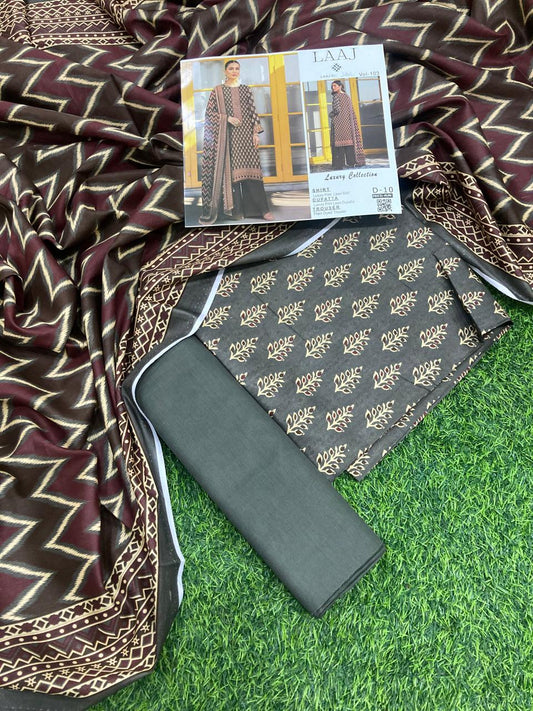 Laaj Lawn 3-Piece Vol-103 - Luxury Printed Collection