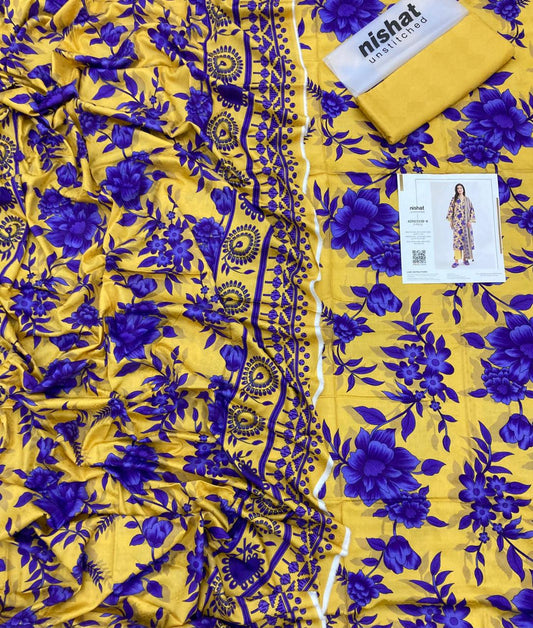 Nishat Unstitched Winter Collection 3pc - Printed Self Jacquard Linen