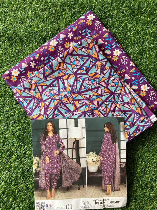 MIX BRAND Regalia Lawn 3pc - 66 Designs VIP Lawn