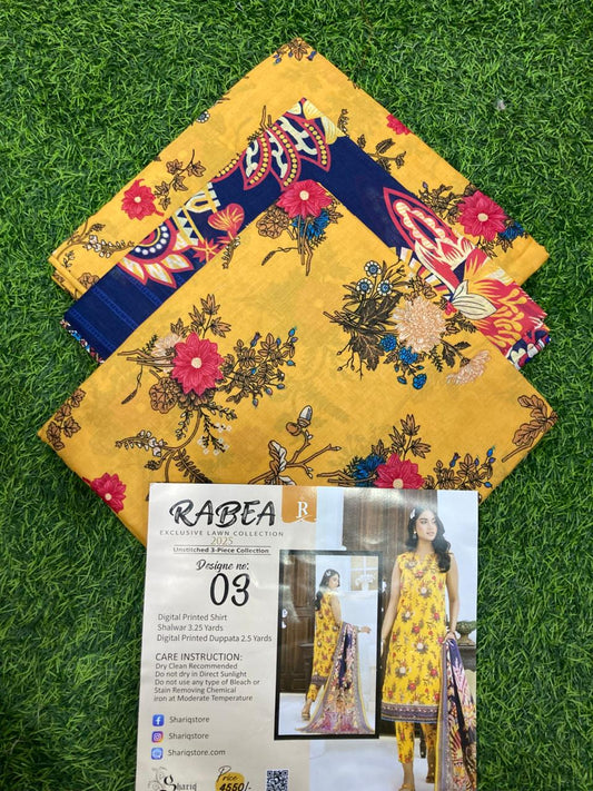 RABEA Lawn 3pc - 20 Designs VIP Collection
