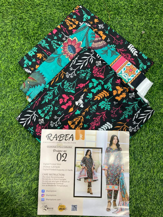 RABEA Lawn 3pc - 20 Designs VIP Collection