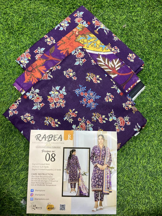 RABEA Lawn 3pc - 20 Designs VIP Collection