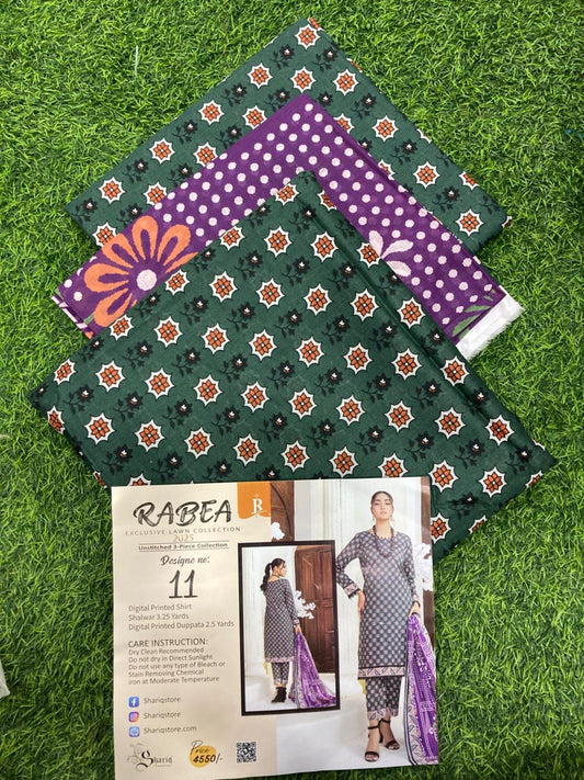 RABEA Lawn 3pc - 20 Designs VIP Collection
