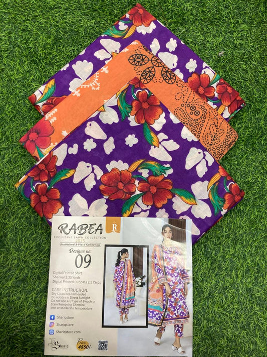 RABEA Lawn 3pc - 20 Designs VIP Collection