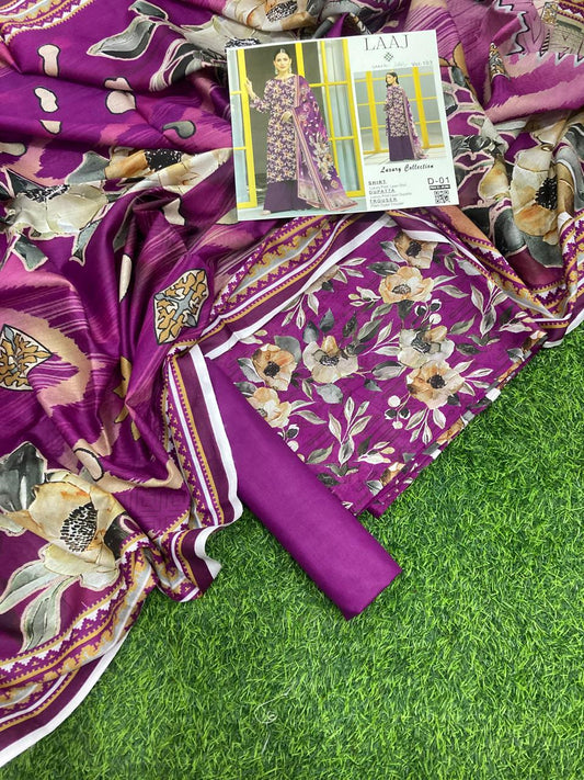 Laaj Lawn 3-Piece Vol-103 - Luxury Printed Collection